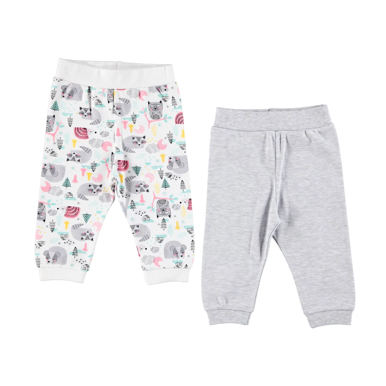 

ebebek HelloBaby Baby Girl Footless Trousers 2 Pack Regular Cotton Trousers Set Baby Pants Vestido Infantil