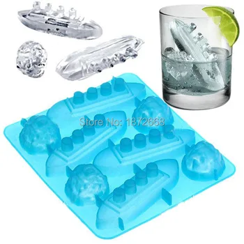 

Silicone Titanic Shaped Ice Cube Trays Carving Mold Mould Maker For Party Drinksr Pan Tray Party Drink 20pcs Free DHL/Fedex