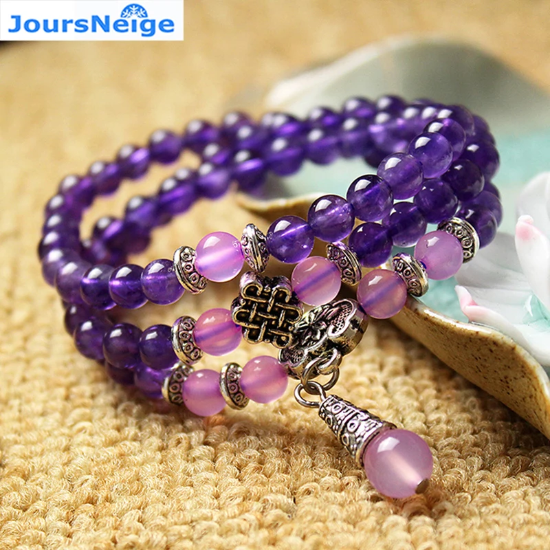 Joursneige Natural Purple Crystal Bracelets Beads Size 6mm Crystal ...