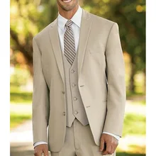 Three Piece Wedding Groomsmen Tuxedos Groom Wear Notched Lapel Classic Fit Business Party Men Suits (Jacket + Pants + Vest)