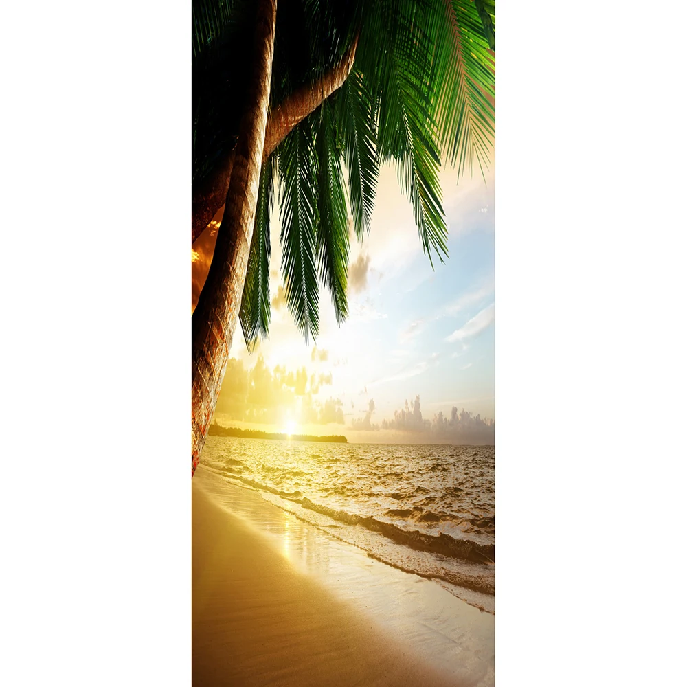 

Coconut Tree Leaves Beach Picture Wall Murals Wall Stickers Door Sticker Wallpaper Decals Home Decoration Aug02715