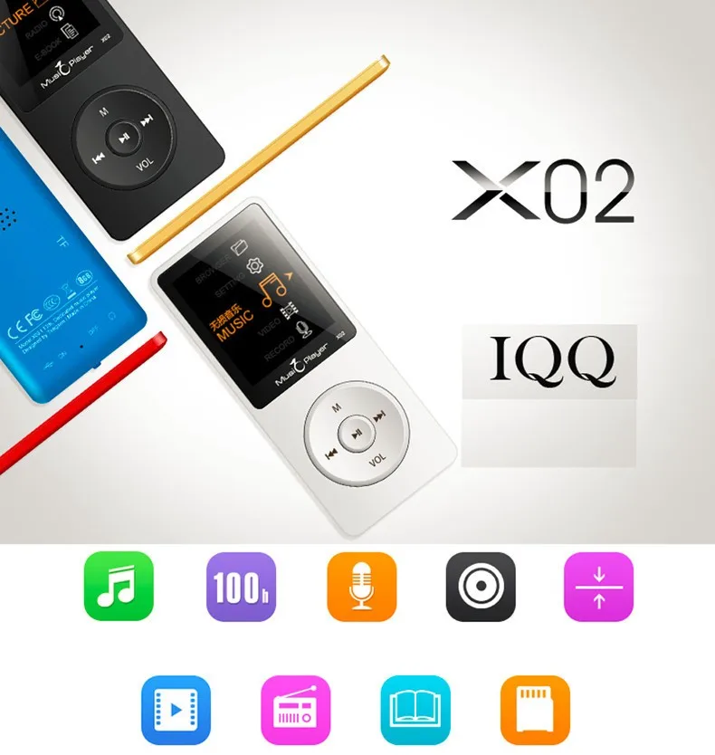 IQQ X02 8GB MP3 Music Player 1.8 Inch Screen 30h lossless sound, Support up to 64GB Micro SD Card Gold Built in Speaker FM Ebook (7)