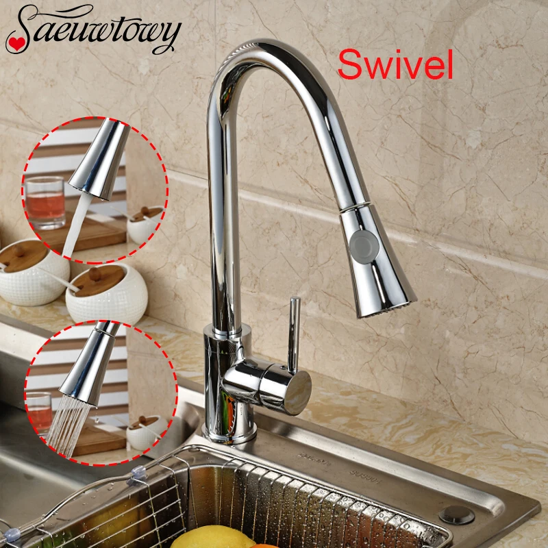 

Pull Out Chrome Finish Sprayer Head Kitchen Sink Faucet Single Handle Hot&Cold Mixer Taps Kitchen Faucet Taps torneira cozinha