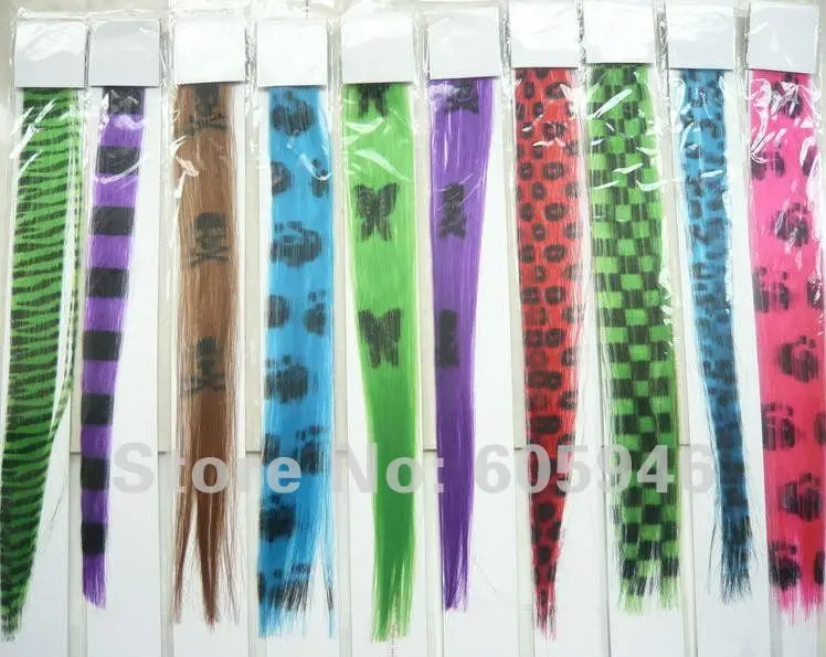 Free Shipping Printed Animal Style Synthetic Feather Clip Hair