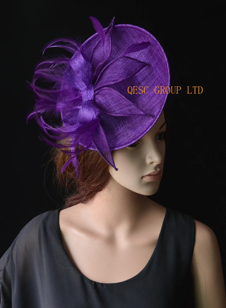 plum coloured hats and fascinators