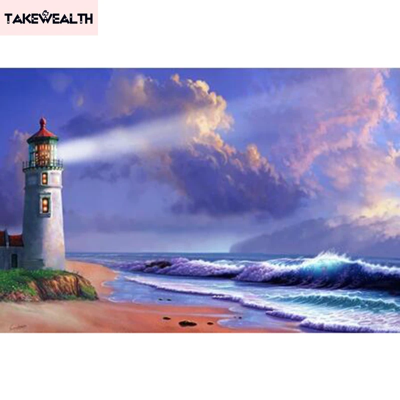 Kit De Pintura Con Diamantes 5d Faro En La Playa 30x40cm Kit De Pintura Con Diamantes 5d Faro En La Playa 30x40cm