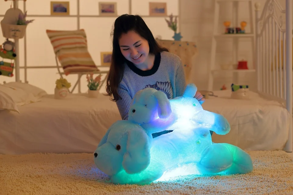 Пн Lapinou 50 см 85 см светодиодный свет собака игрушка чучело плюшевые свет щенков кукла световой подушку детские игрушки подарок на год
