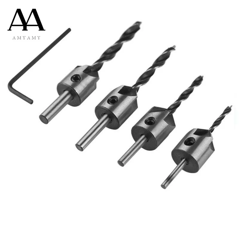 Buy 4pcs HSS 5 Flute Countersink Drill Bit Set Reamer
