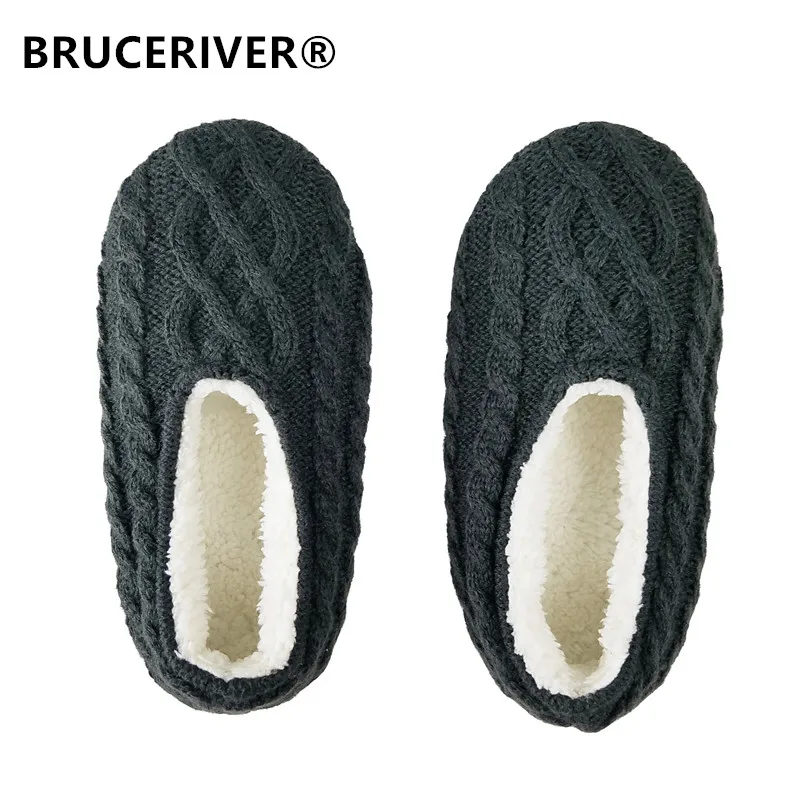BRUCERIVER Womens Knitted Indoor Slippers Socks with Grippers House