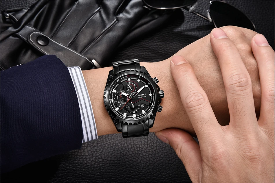 Мужские новые автоматические механические часы для мужчин s Топ люксовый бренд военные спортивные кожаные мужские водонепроницаемые наручные часы Relogio Masculino