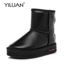 YILUAN/черные зимние ботинки; Модные женские зимние ботинки на платформе; стиль года; женская обувь для студентов; меховые кожаные ботинки для девочек