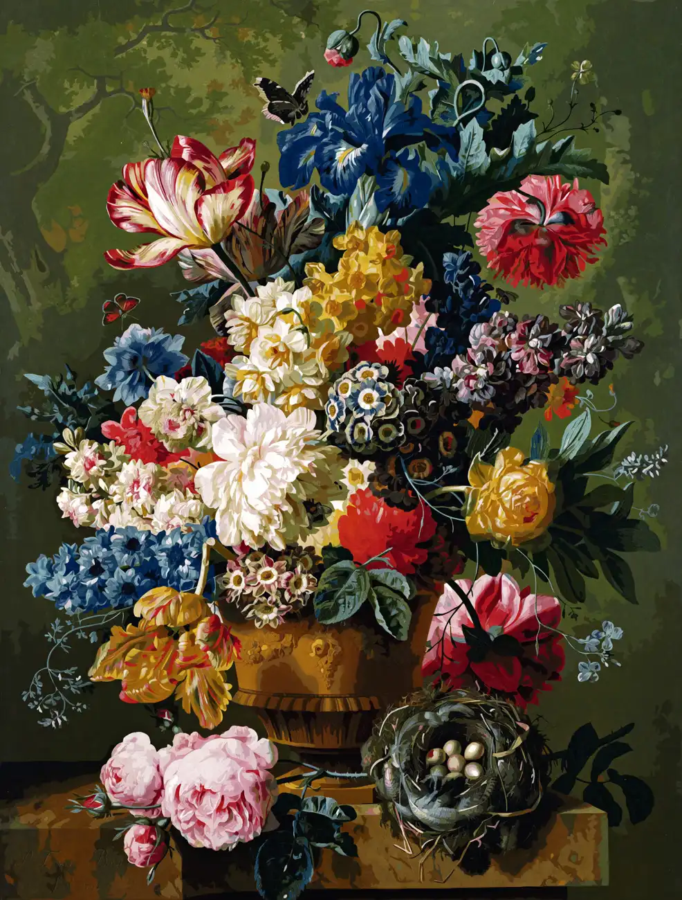 Estetik Mavi Cicekler Vazoda Yagliboya Resim By Numbers El Boya