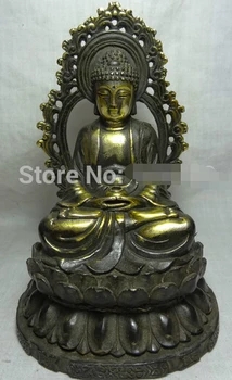 

Fast shipping Tibetan Bronze Gilt Lotus Sakyamuni Shakyamuni Buddha Statue