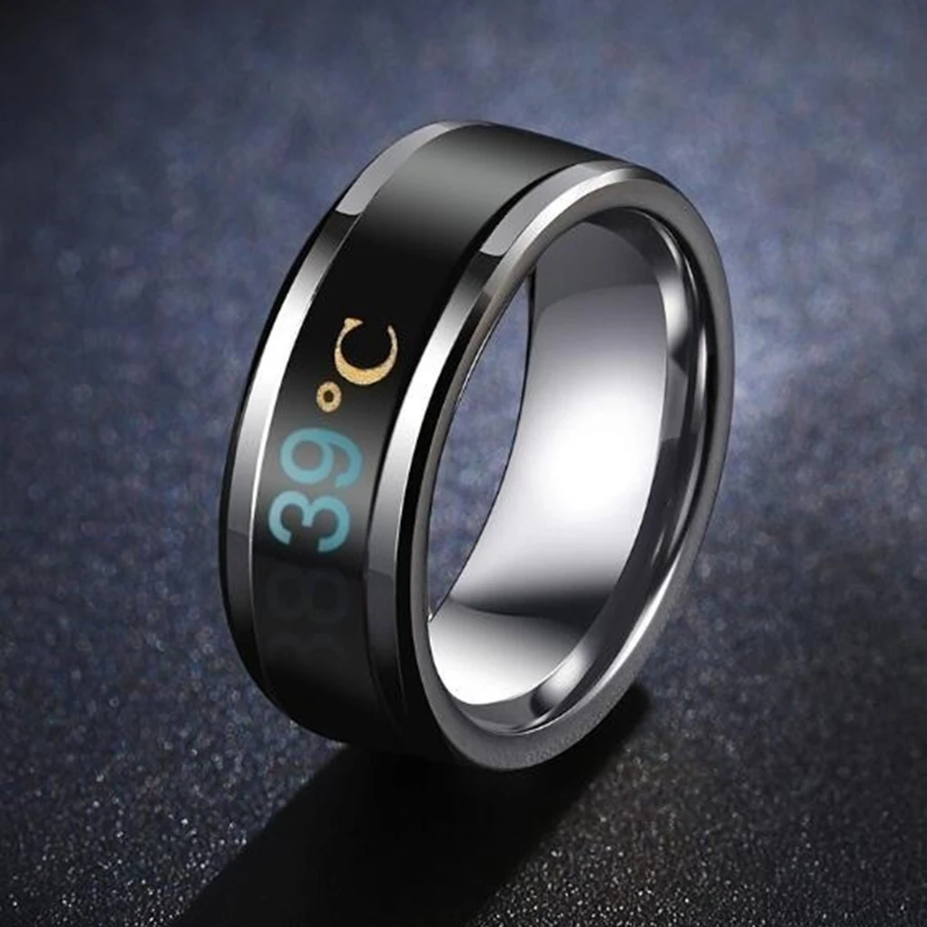 

Smart Temperature Stainless Steel Ring Couple Lover Color Change Mood Unisex Ring Hand Jewelry