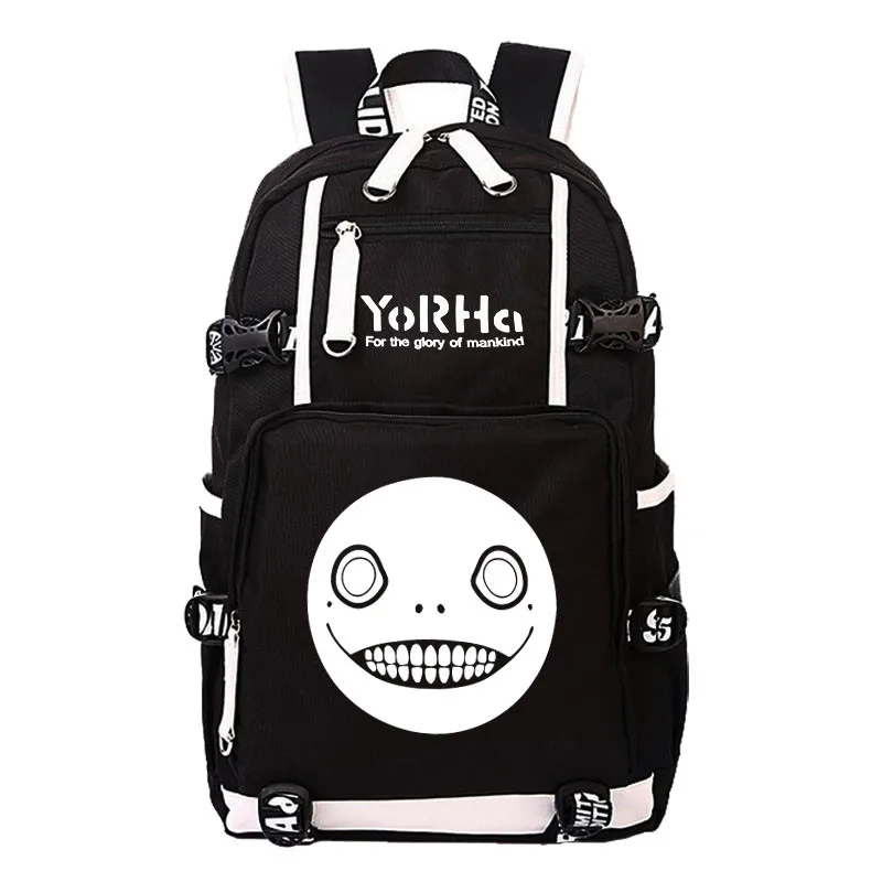  NieR:Automata Type 2B Printing Game Backpack Canvas Travel Bagpack USB Charging Laptop Backpack Gif