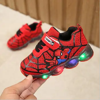 

2019 New Kids Glowing Sneakers with light Spiderman USB Charging Luminous Lighted Sneakers Boy Girls Colorful LED Children Shoes