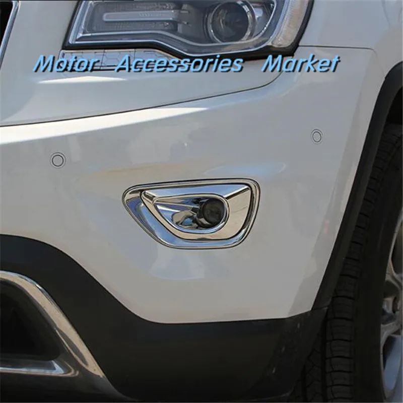 New 2pcs Chrome Front Fog Light Cover Trim For Jeep Grand Cherokee 2014