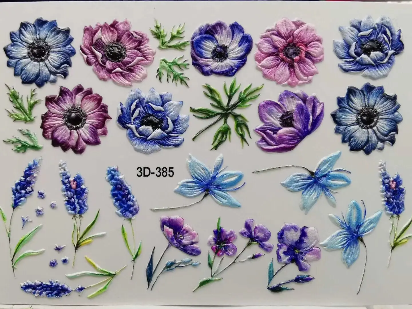 

Diy3d Stereo Nail Sticker Seamless Nail Relief Stereo Net Red Blue Flowers