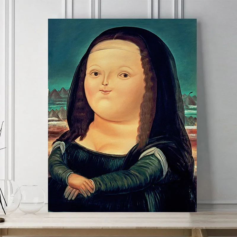 

Cute Abstract Mona Lisa Art Print Poster Wall Pictures,Modern Portrait Quote Canvas Painting Custom Home Decor Photo Printing
