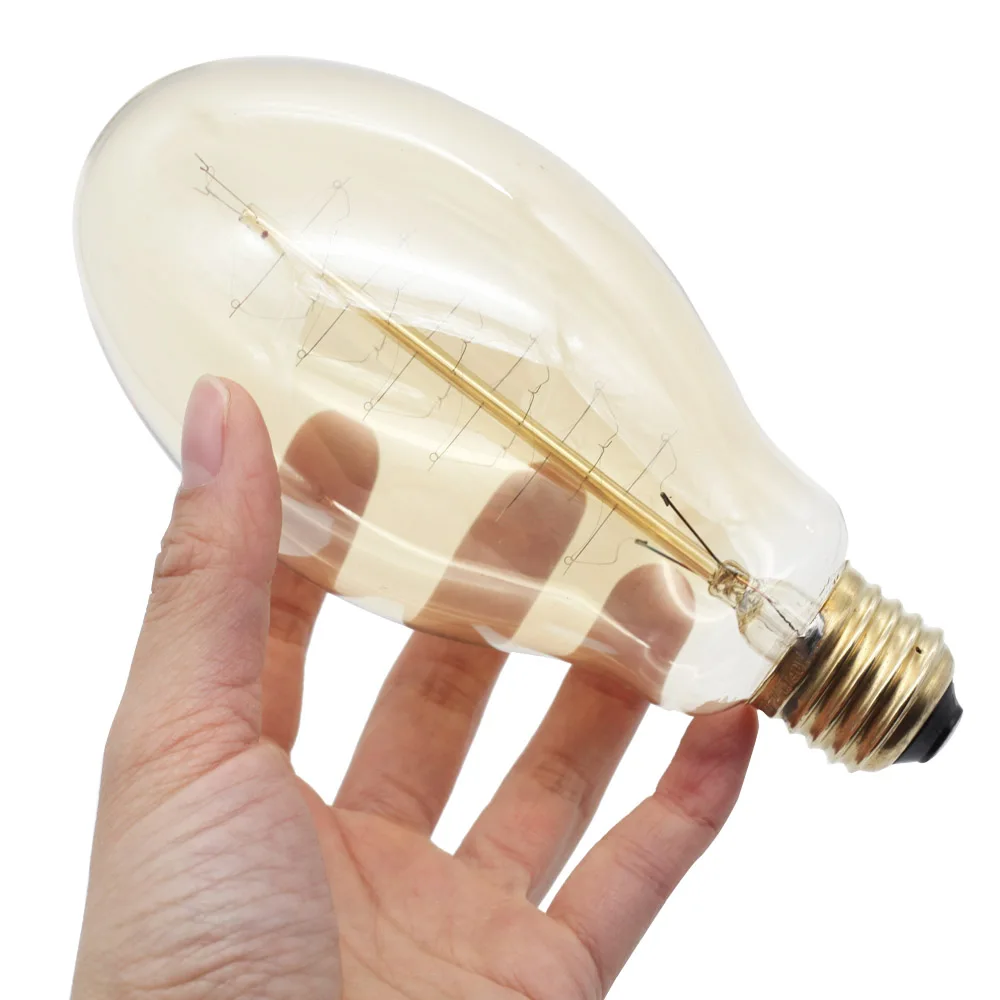 E76 Винтаж Edison ЛАМПЫ E27 220 В 40 Вт Ретро лампа накаливания Amber Стекло люстра/Z деко