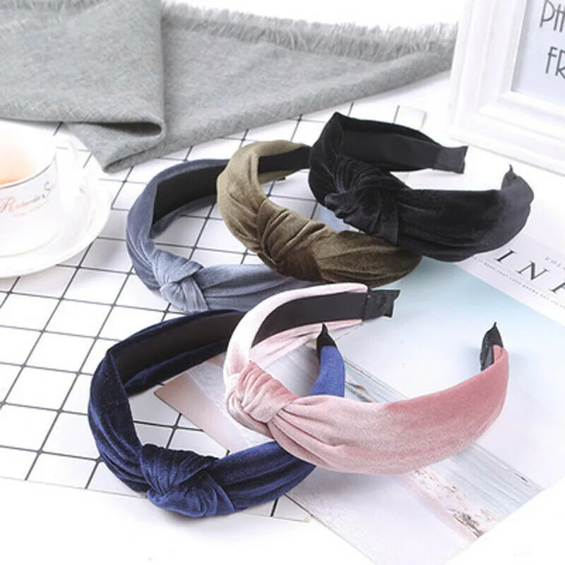 

Vintage Women Velvet Headbands Hair Accessories Head Band Fashion Solid Headwear Wide Plastic Soft Hairbands For Woman Girls