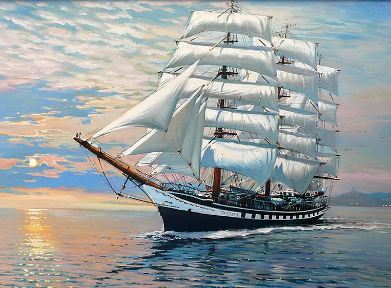 Buy DIY Unframed Digital Oil Painting by Numbers Hand Painted Sailing Ship