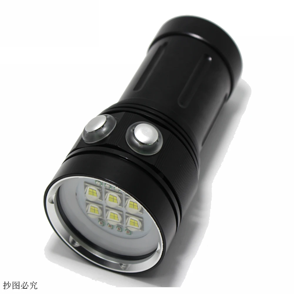 Bateria à Prova Luz de Mergulho de Vídeo Branco + 4x Lumens Subaquático Vermelho 4x uv - Azul Luz 18650 Dwaterproof Água Tocha 8000 Led 6 7 vídeo subaquático 6 led branco + 4x