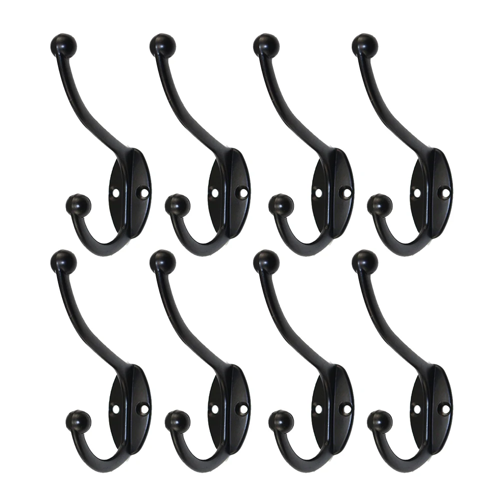 

8pcs/pack Wall Mount Cabinet Bedroom With Screws Durable Dual Coat Hanger Home Retro Robe Hook Metal Rustic Hat Utility