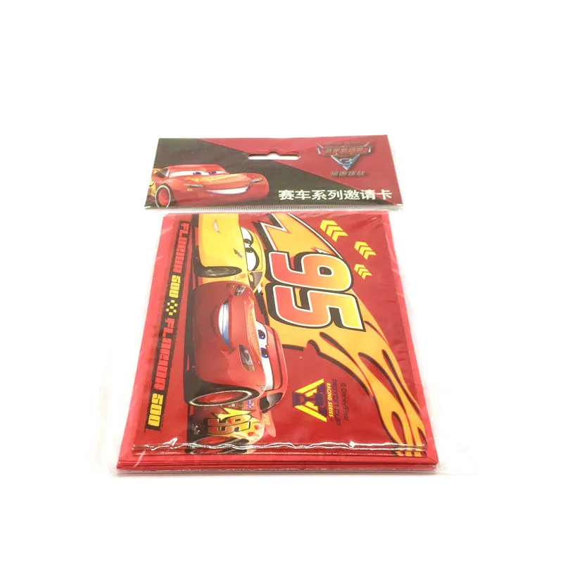 Вечерние открытки disney Cars Lightning McQueen, пригласительные открытки для детей на день рождения, свадьбу, 6 шт