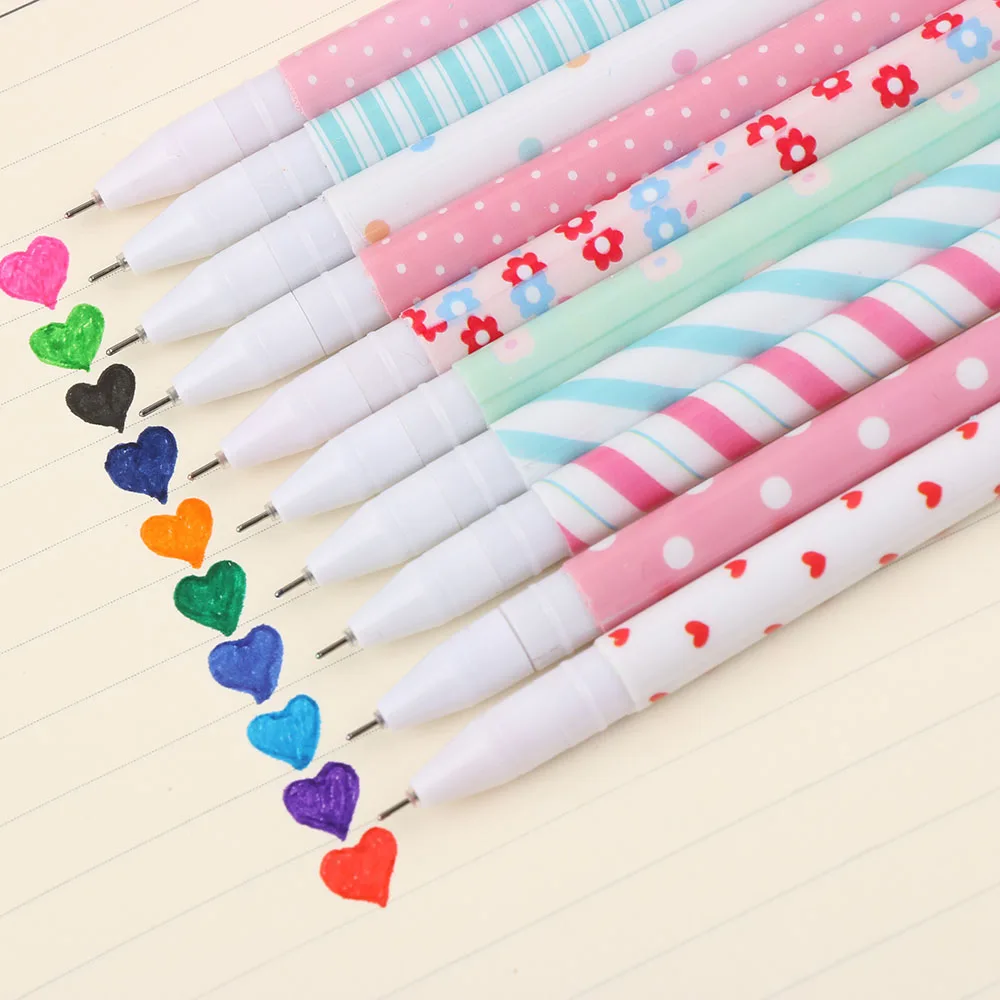 10Pc/Set Cute Flower Colorful Gel Pens Pencils Korean Stationery