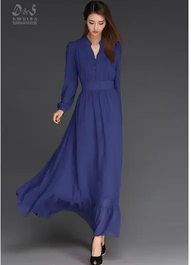 Pleated Chiffon Maxi Dress