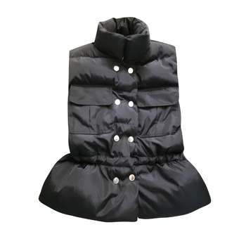 

2019 winter new fashion brand sleeveless vests female double breasted Adjustable Waist slim vets women outerwear gx1476