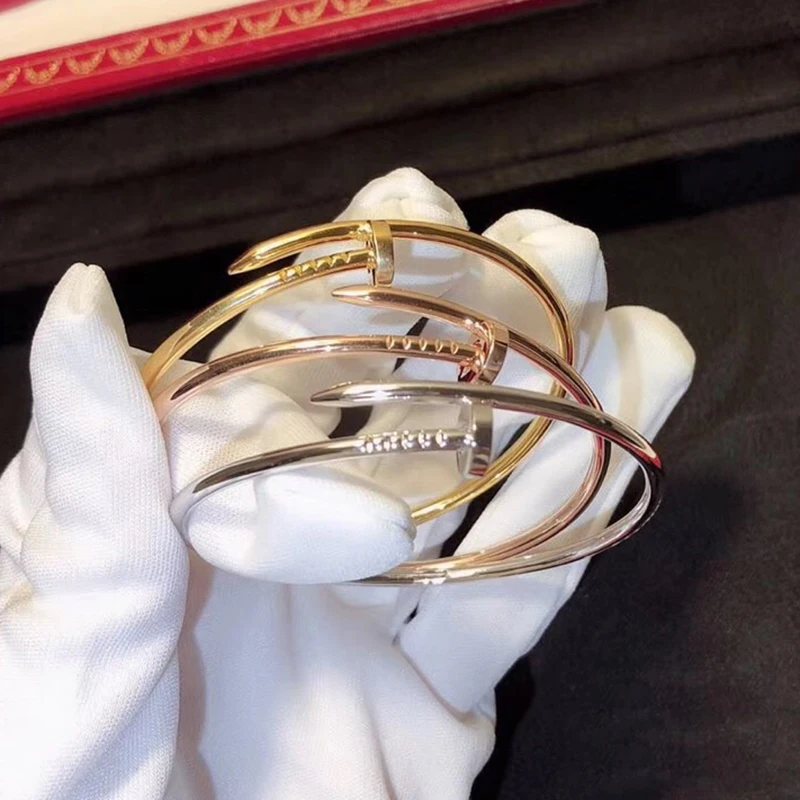 

Hot Brand Pure 925 Sterling Silver Jewelry For Women Thin Nail Bangle Rose Gold Small Nail Bangle 2.5mm Wedding Party Jewelry