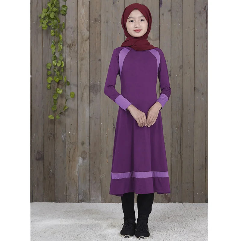 Обувь для девочек мусульманское платье длинные традиционные мусульманское Исламская одежда с поясом тонкая талия Абая - Цвет: Фиолетовый