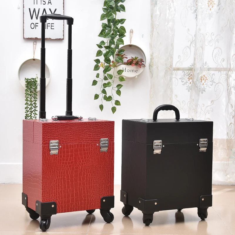 

New Cute Trolley Cosmetic case Rolling Luggage bag on wheels,Womens Nails Makeup Toolbox,Beauty Tattoo Salons Trolley Suitcase