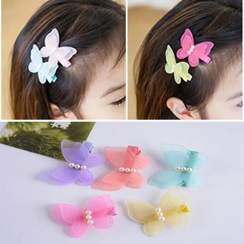 

1pc Candy Color Bow Butterfly Hair Clips Kids Girls Princess Pearl Hair Grips Kids Hairpin Headwear Fashion Accessories