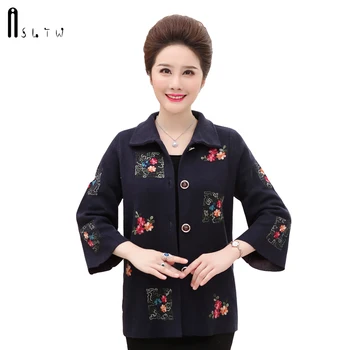 

ASLTW Sweater Coat New Autumn Casual Turn Down Collar Cardigan Women Print Plus Size Cashmere Outwear Coat