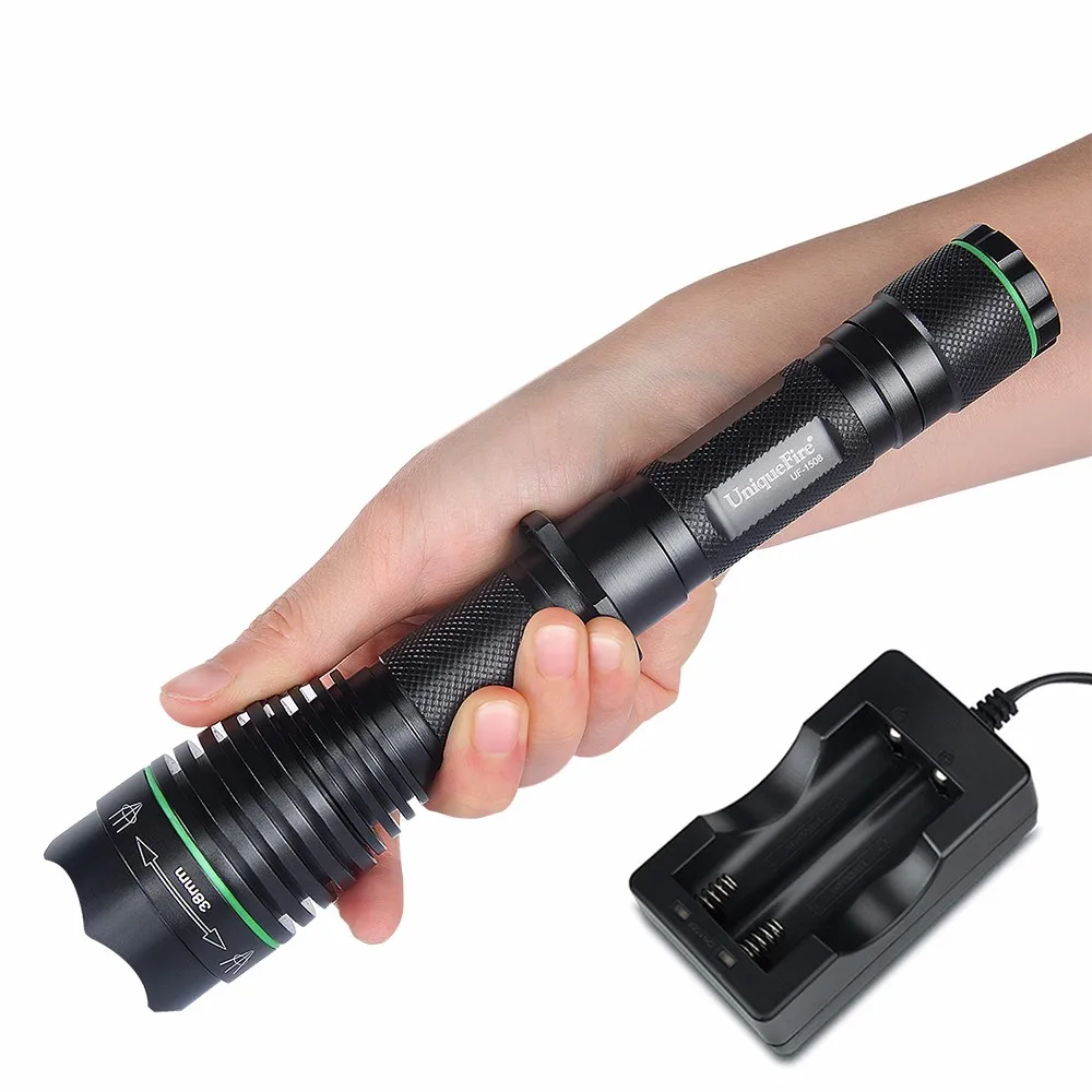 UniqueFire 1508-38mm-850nm Светодиодный Фонари для охоты, фонарь 18650 + два слота Зарядное устройство Черный Invisiable инфракрасный свет Бесплатная доставка
