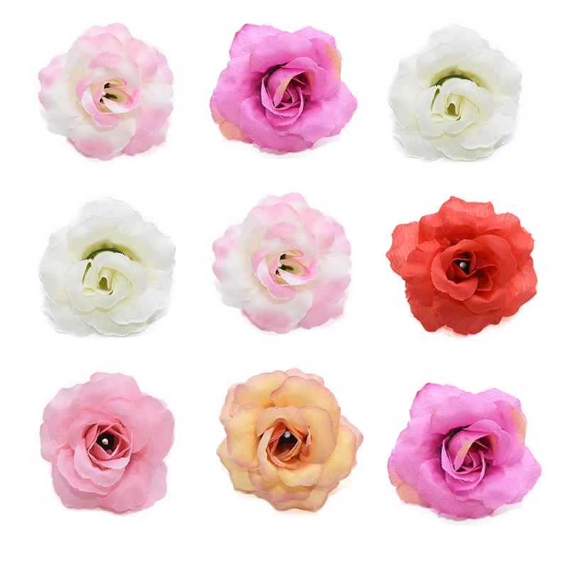 

20pcs Artificial Flower Vivid Silk Rose Flower Head 5cm Wedding Party Home Decoration DIY Wreath Scrapbook Gift Box Craft