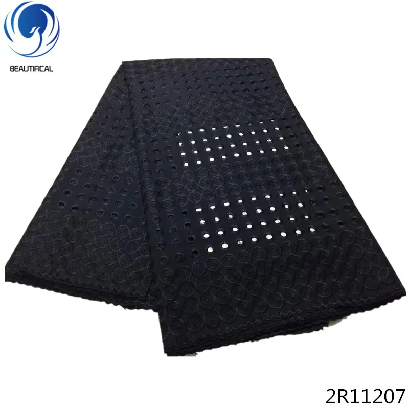 

Beautifical black lace fabric cotton african materials high quality cheap lace fabrics embroidery lace latest design 2R112