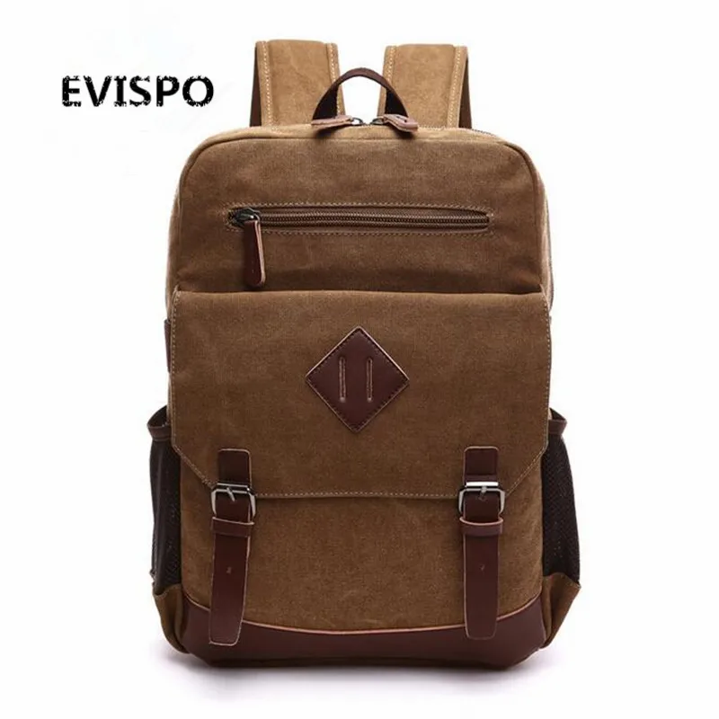 High Quality Men Backpack Zipper Solid Men's Travel Bags Canvas Bag mochila masculina bolsa school bags 2016 new EVISPO