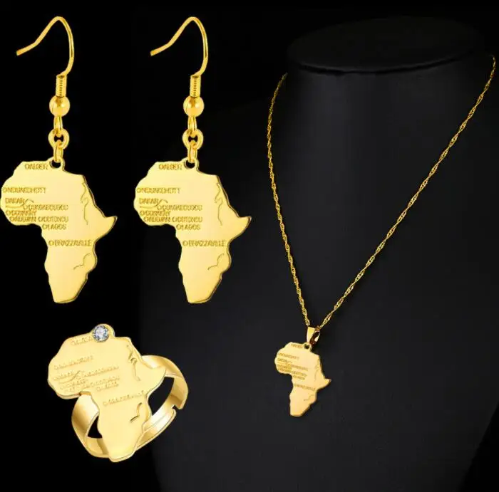 Joyería conjuntos collar pendientes joyas de fiesta africana de color oro GIF árabe de boda