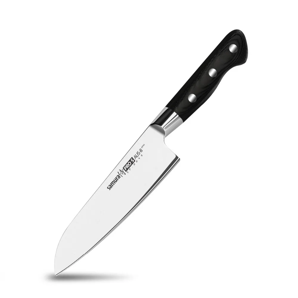 TUO Cutlery Santoku Knife - AUS-8 Japanese High Carbon Stainless Steel Kitchen Knife - Black Ergonomic G10 Handle - 7''