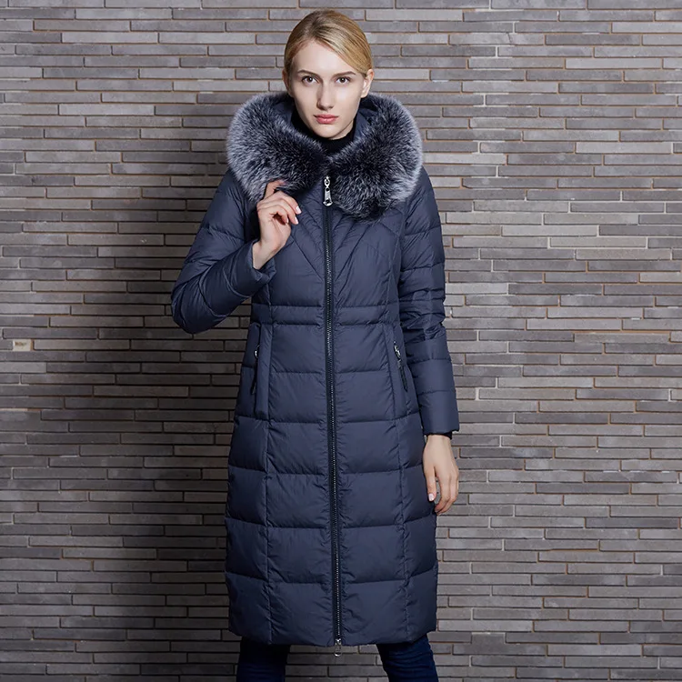 2017 Real Raccoon Fur Collar Winter Down Jacket Women