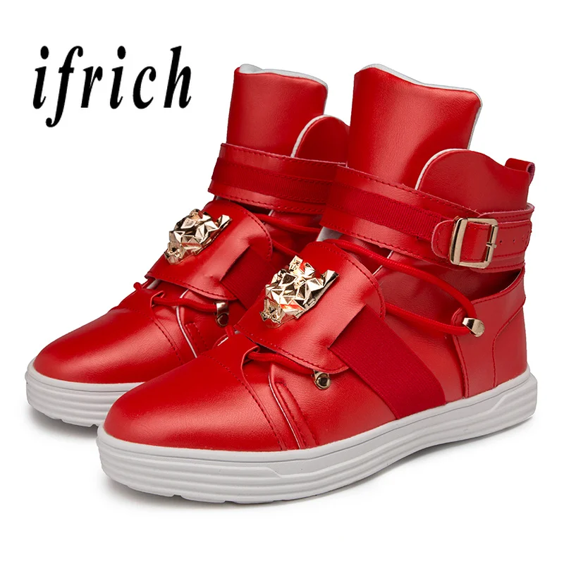 

Fashion Casual Shoes Men High Top Mens Luxury Brand Footwear White Red Casual Male Sneakers Pu Leather Youth Fashion Mens Shoes