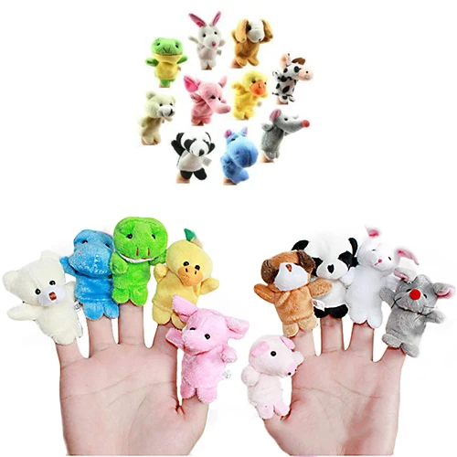 10Pcs Family Finger Animal Puppet Play Doll Baby Educational Hand Cartoon Toy