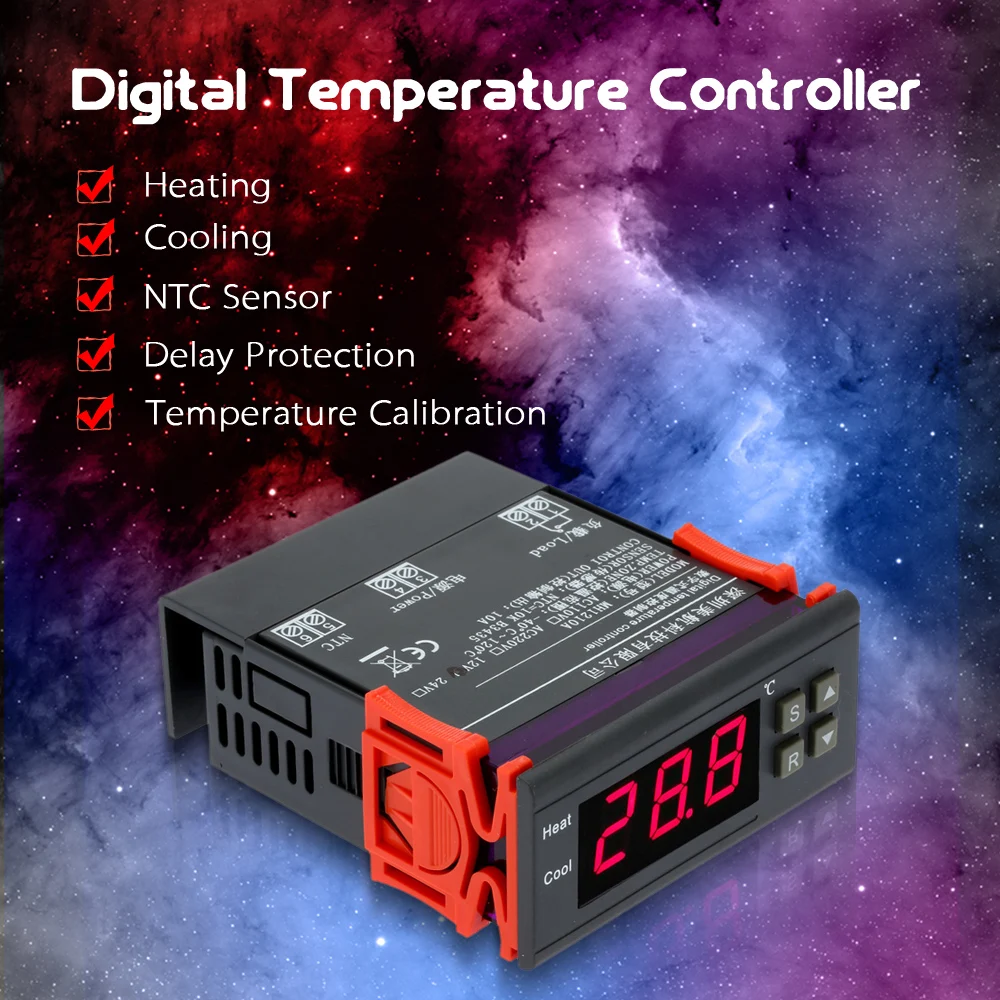 10A 12V Digital Temperature Controller Thermocouple with Sensor LCD