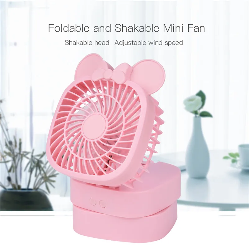 

USB Rechargeable Desktop Rotatable Mini Fan with 2 Files Wind Speed Adjustable Head Foldable Cooling Fan Office Outdoor 36