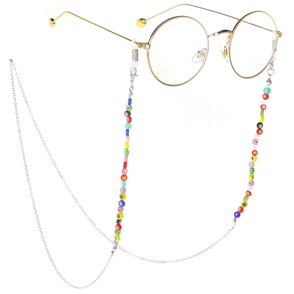 

Patches Sunglasses Cord New Glasses Landyards Fashion Colorful Glass Beaded Sunglasses Holder Women Eyewear Chain Straps
