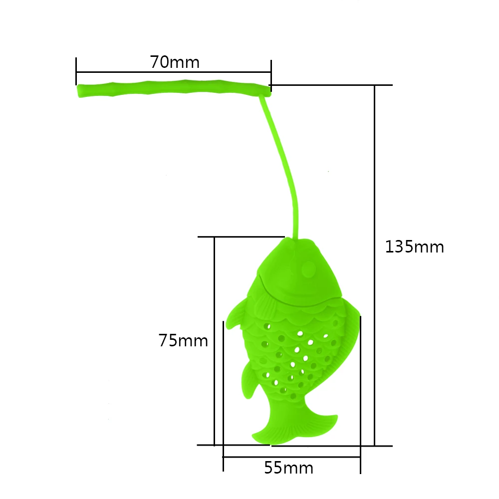 Высокая термостойкость милый рыболовный чайный пакетик Чайный фильтр силиконовый многоразовый чайное ситечко, чай инструменты чайная посуда
